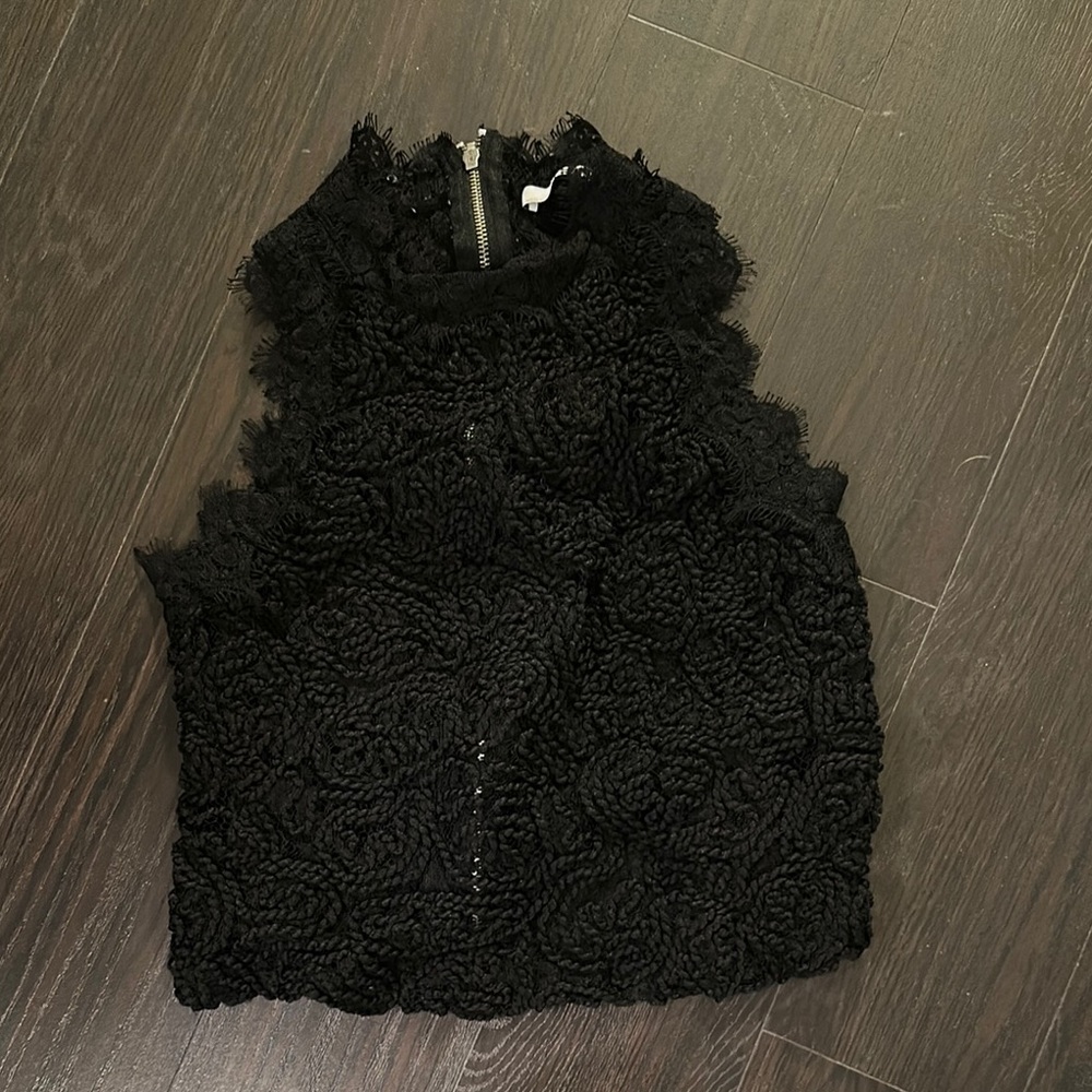 Black Textured Sleeveless Top